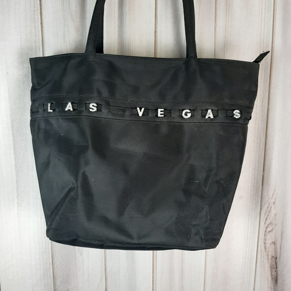 Las Vegas Tote Bag Handbag Rhinestone Zippered Top